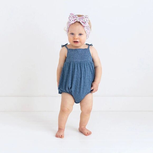 NWOT POSH PEANUT Sleeveless Smocked Bubble Romper - Picture 2 of 5